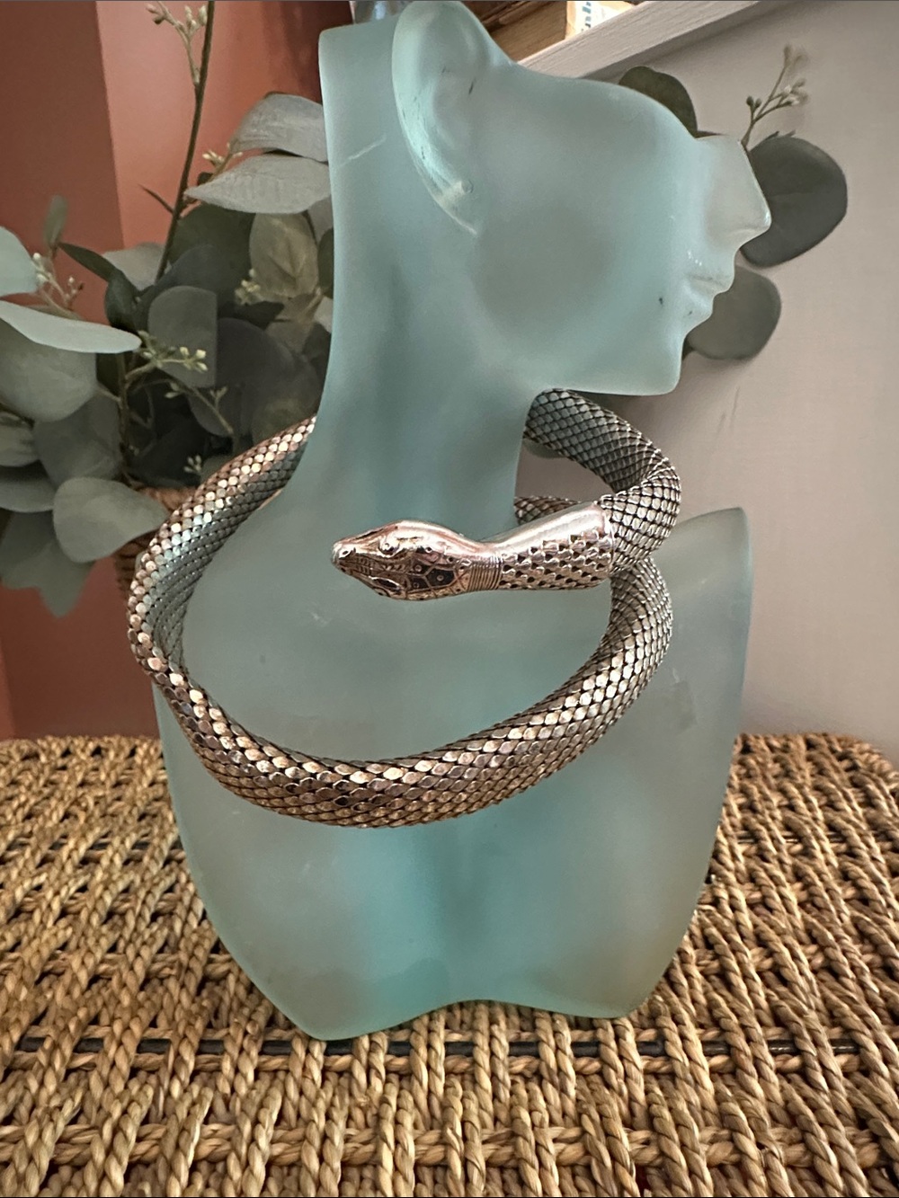 Vintage Whiting & Davis silver mesh snake choker wrap necklace or bracelet - Picture 2 of 13
